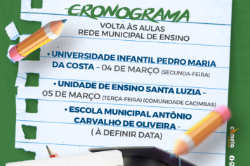 Prefeitura divulga cronograma de volta às aulas da rede municipal de ensino