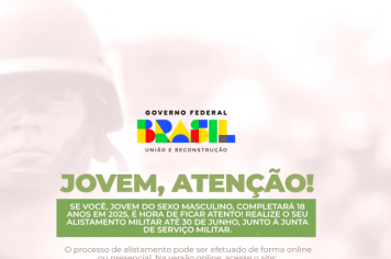 Atenção Jovem, a 105ª Junta de Serviço Militar já esta realizando o alistamento, o prazo é até 30 de Junho